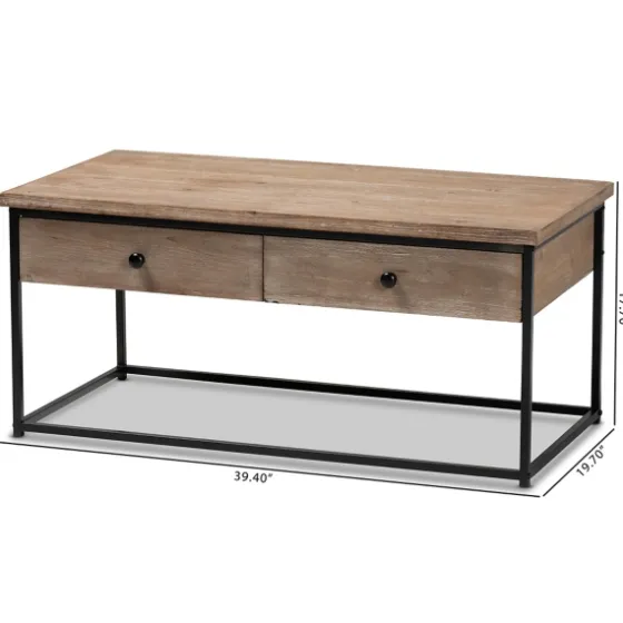 Wood And Metal 2-Drawer Coffee Table-Kirkland's Home Cheap