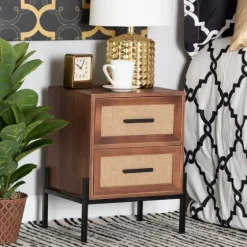 Wood And Metal 2-Drawer Nightstand-Kirkland's Home Cheap