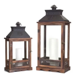 Wood And Metal Embossed Lanterns, Set Of 2-Kirkland's Home Online