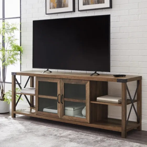 Wood And Metal Farmhouse Tv Stand-Kirkland's Home Flash Sale