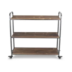 Wood And Metal Frame 3-Tier Rolling Shelf-Kirkland's Home Fashion