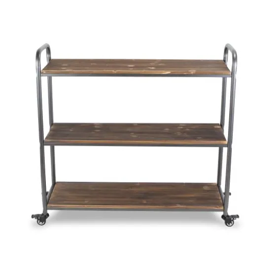 Wood And Metal Frame 3-Tier Rolling Shelf-Kirkland's Home Fashion