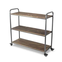 Wood And Metal Frame 3-Tier Rolling Shelf-Kirkland's Home Fashion