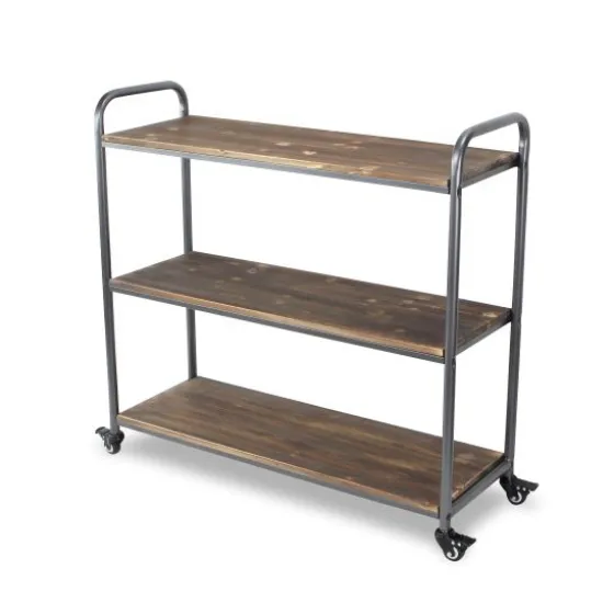 Wood And Metal Frame 3-Tier Rolling Shelf-Kirkland's Home Fashion