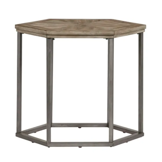 Wood And Metal Hexagon Accent Table-Kirkland's Home Flash Sale