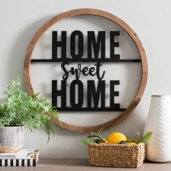 Wood And Metal Home Sweet Home Round Plaque-Kirkland's Home Store