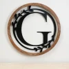 Wood And Metal Laurel Monogram G Plaque-Kirkland's Home Best