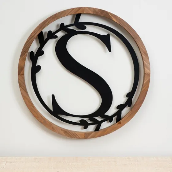 Wood And Metal Laurel Monogram S Plaque-Kirkland's Home Best Sale