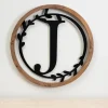 Wood And Metal Laurel Monogram J Plaque-Kirkland's Home Hot
