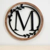 Wood And Metal Laurel Monogram M Plaque-Kirkland's Home Sale