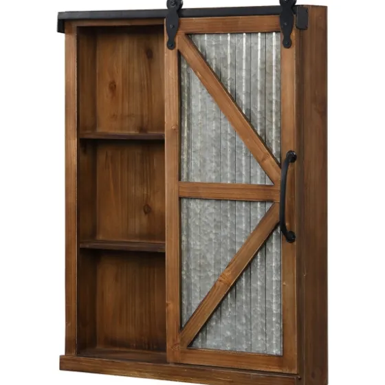 Wood And Metal Sliding Barn Door Wall Cabinet-Kirkland's Home Fashion