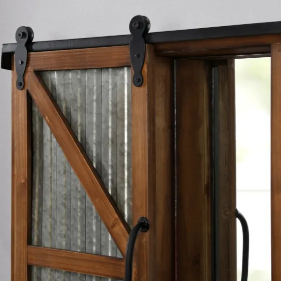 Wood And Metal Sliding Barn Door Wall Cabinet-Kirkland's Home Fashion