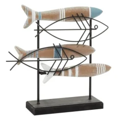 Wood And Metal Stand Fish Sculpture-Kirkland's Home Fashion