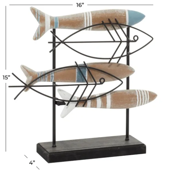Wood And Metal Stand Fish Sculpture-Kirkland's Home Fashion