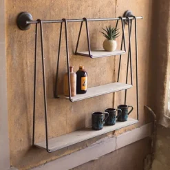 Wood And Metal Three-Tier Side Modern Wall Shelf-Kirkland's Home Best