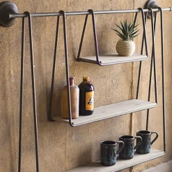 Wood And Metal Three-Tier Side Modern Wall Shelf-Kirkland's Home Best