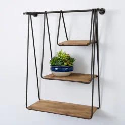 Wood And Metal 3-Tiered Hanging Wall Shelf-Kirkland's Home Discount