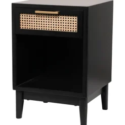 Wood And Natural Rattan Drawer Nightstand-Kirkland's Home Online
