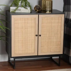 Wood And Rattan 2-Door Cabinet-Kirkland's Home New