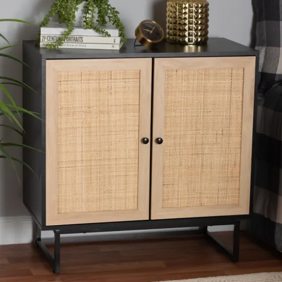 Wood And Rattan 2-Door Cabinet-Kirkland's Home New