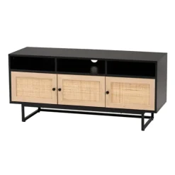 Wood And Rattan 3-Door Tv Stand-Kirkland's Home Sale