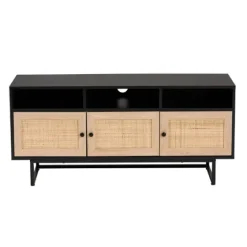 Wood And Rattan 3-Door Tv Stand-Kirkland's Home Sale