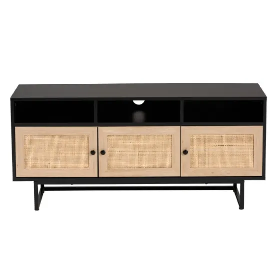 Wood And Rattan 3-Door Tv Stand-Kirkland's Home Sale