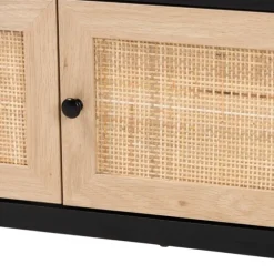 Wood And Rattan 3-Door Tv Stand-Kirkland's Home Sale