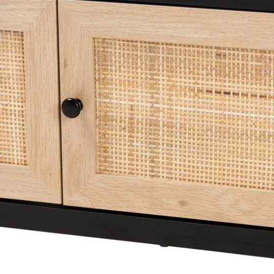 Wood And Rattan 3-Door Tv Stand-Kirkland's Home Sale