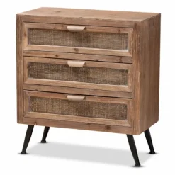 Wood And Rattan 3-Drawer Cabinet-Kirkland's Home Shop