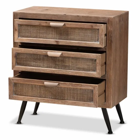 Wood And Rattan 3-Drawer Cabinet-Kirkland's Home Shop