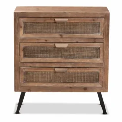 Wood And Rattan 3-Drawer Cabinet-Kirkland's Home Shop