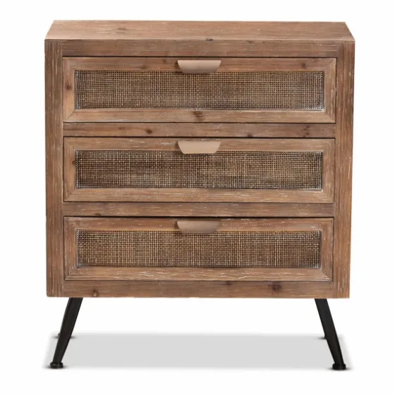 Wood And Rattan 3-Drawer Cabinet-Kirkland's Home Shop