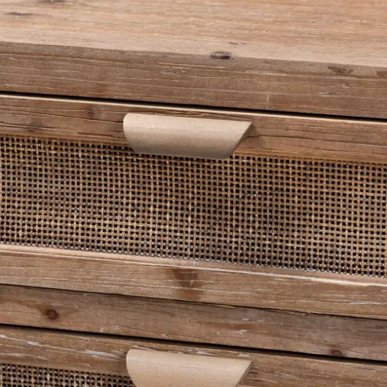 Wood And Rattan 3-Drawer Cabinet-Kirkland's Home Shop