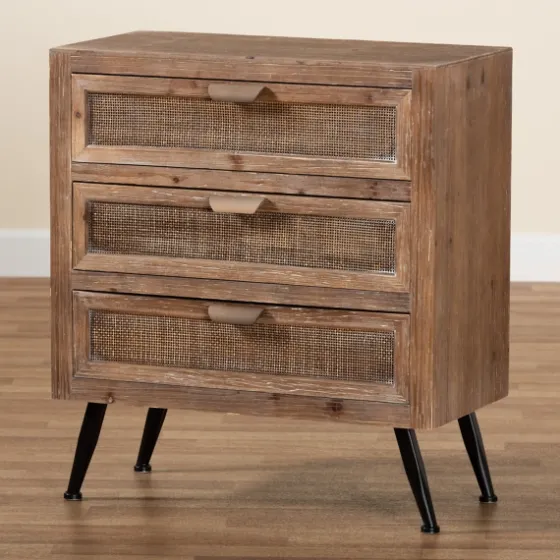 Wood And Rattan 3-Drawer Cabinet-Kirkland's Home Shop