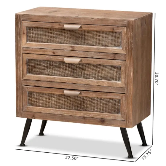 Wood And Rattan 3-Drawer Cabinet-Kirkland's Home Shop