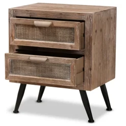 Wood And Rattan 2-Drawer Nightstand-Kirkland's Home Store