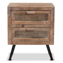 Wood And Rattan 2-Drawer Nightstand-Kirkland's Home Store