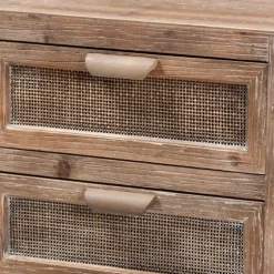 Wood And Rattan 2-Drawer Nightstand-Kirkland's Home Store