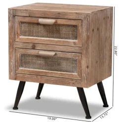 Wood And Rattan 2-Drawer Nightstand-Kirkland's Home Store