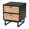 Wood And Rattan 2-Drawer Nightstand-Kirkland's Home Online