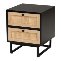 Wood And Rattan 2-Drawer Nightstand-Kirkland's Home Online