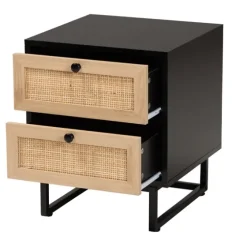 Wood And Rattan 2-Drawer Nightstand-Kirkland's Home Online