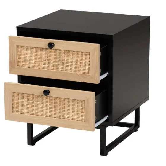 Wood And Rattan 2-Drawer Nightstand-Kirkland's Home Online