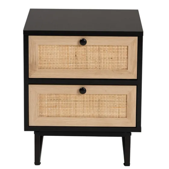 Wood And Rattan 2-Drawer Nightstand-Kirkland's Home Online