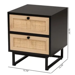 Wood And Rattan 2-Drawer Nightstand-Kirkland's Home Online