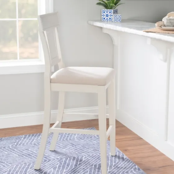 Wood And Rattan Upholstered Bar Stool-Kirkland's Home Sale