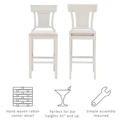 Wood And Rattan Upholstered Bar Stool-Kirkland's Home Sale