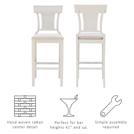 Wood And Rattan Upholstered Bar Stool-Kirkland's Home Sale