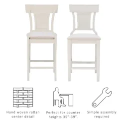 Wood And Rattan Upholstered Counter Stool-Kirkland's Home Clearance